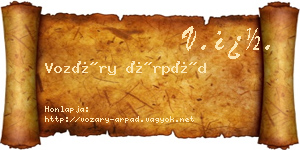 Vozáry Árpád névjegykártya