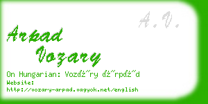 arpad vozary business card